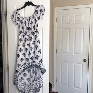 Off the shoulder, high low dress